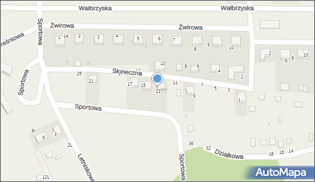 Borzygniew, Słoneczna, 13, mapa Borzygniew