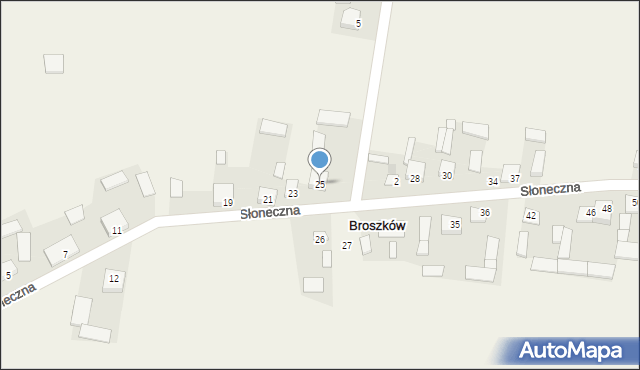 Broszków, Słoneczna, 25, mapa Broszków