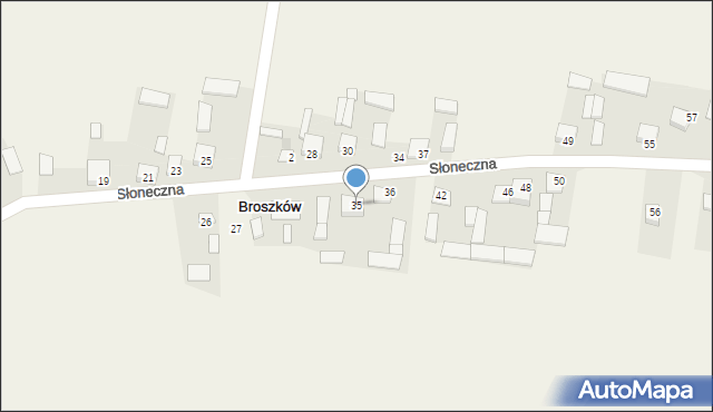 Broszków, Słoneczna, 35, mapa Broszków