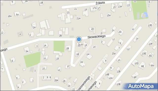 Brwinów, Słowackiego Juliusza, 1D, mapa Brwinów