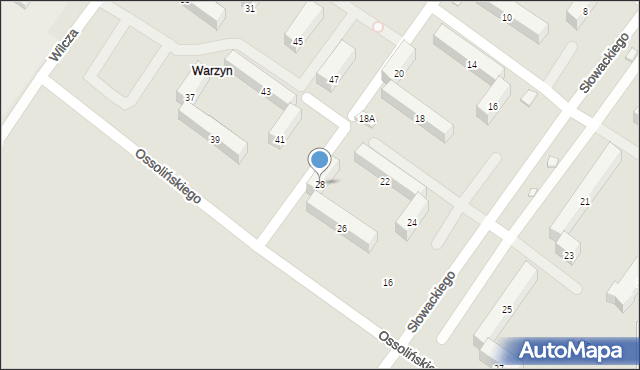 Brzeg Dolny, Słowackiego Juliusza, 28, mapa Brzeg Dolny