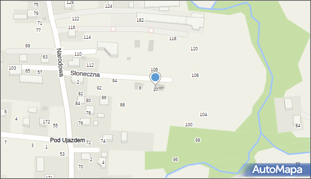 Brzezie, Słoneczna, 10, mapa Brzezie