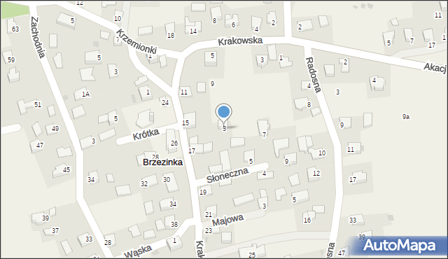 Brzezinka, Słoneczna, 3, mapa Brzezinka