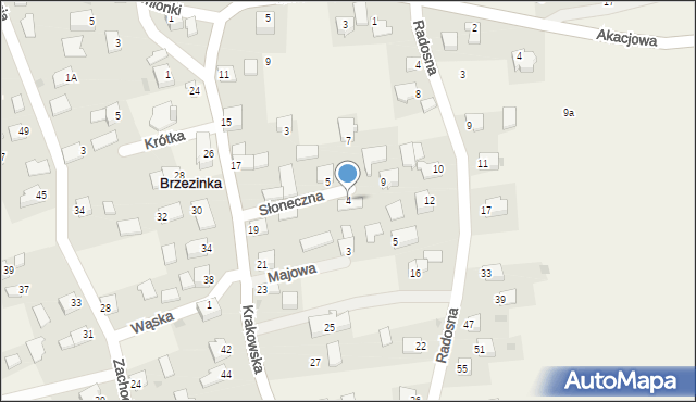 Brzezinka, Słoneczna, 4, mapa Brzezinka