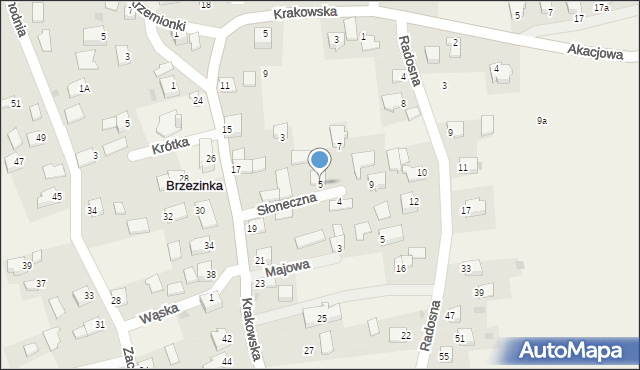 Brzezinka, Słoneczna, 5, mapa Brzezinka