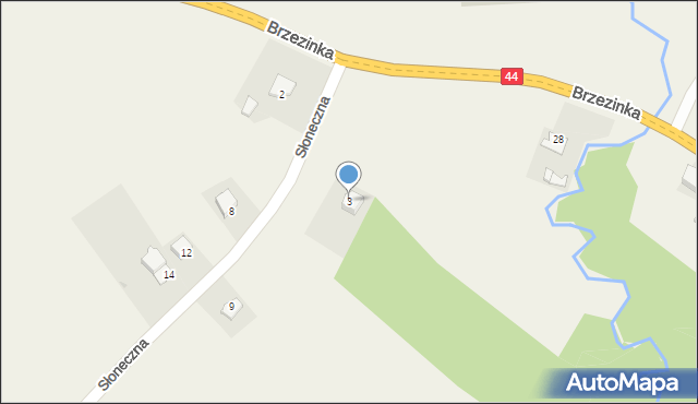 Brzezinka, Słoneczna, 3, mapa Brzezinka