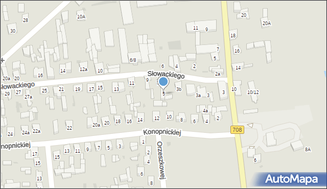 Brzeziny, Słowackiego Juliusza, 5, mapa Brzeziny