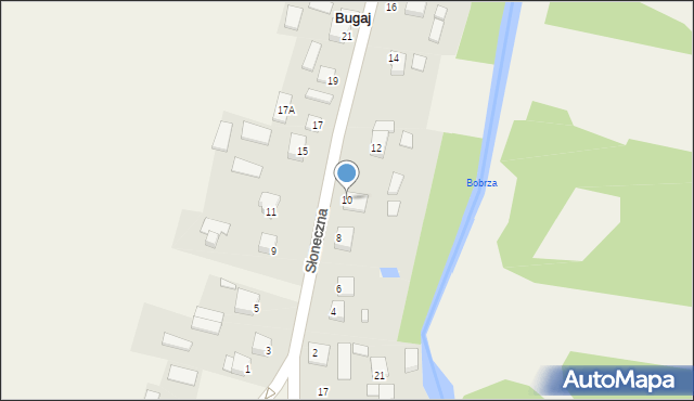 Bugaj, Słoneczna, 10, mapa Bugaj