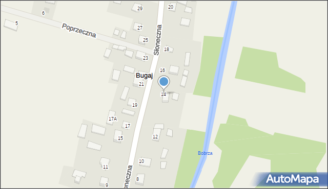 Bugaj, Słoneczna, 14, mapa Bugaj