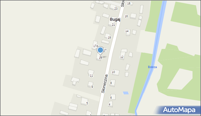 Bugaj, Słoneczna, 15, mapa Bugaj