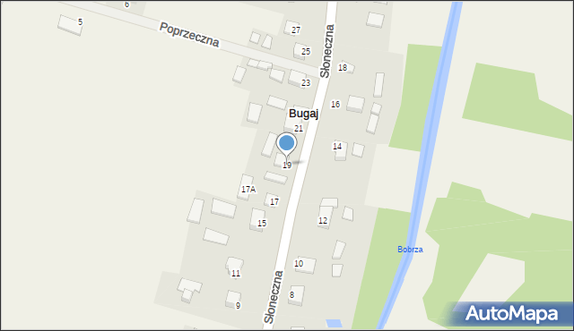 Bugaj, Słoneczna, 19, mapa Bugaj