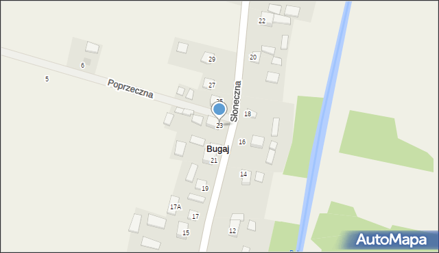 Bugaj, Słoneczna, 23, mapa Bugaj