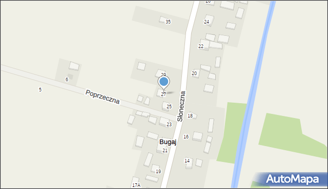 Bugaj, Słoneczna, 27, mapa Bugaj