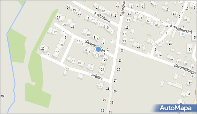 Bychawa, Słowackiego Juliusza, 3, mapa Bychawa