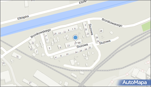 Bydgoszcz, Śluzowa, 17, mapa Bydgoszczy