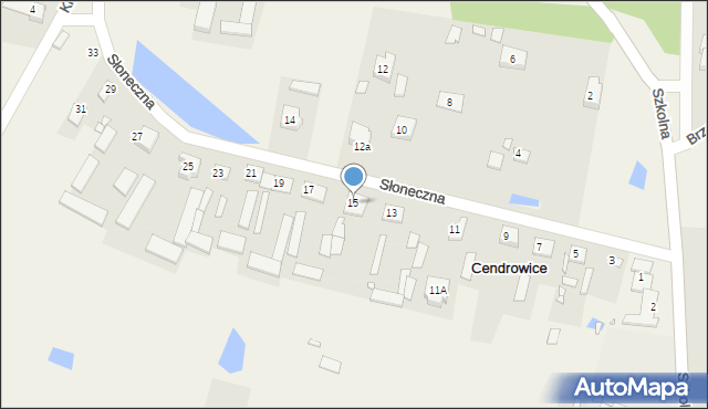 Cendrowice, Słoneczna, 15, mapa Cendrowice