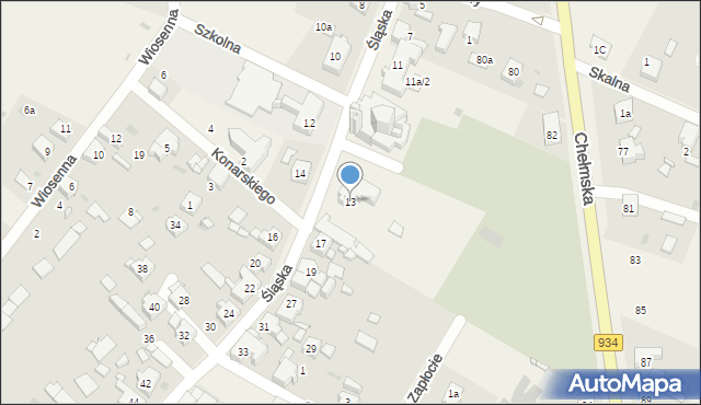 Chełm Śląski, Śląska, 13, mapa Chełm Śląski