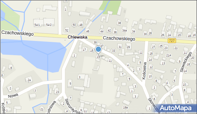 Chlewiska, Słoneczna, 13, mapa Chlewiska