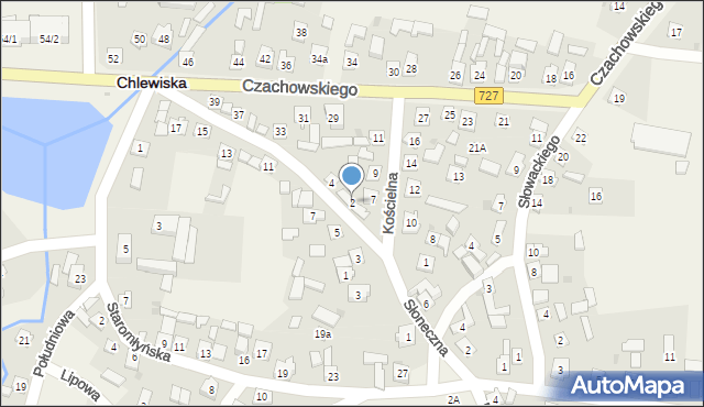 Chlewiska, Słoneczna, 2, mapa Chlewiska