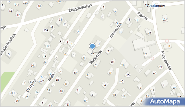 Chotomów, Słoneczna, 4a, mapa Chotomów