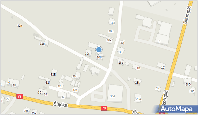 Chrzanów, Śląska, 30b, mapa Chrzanów