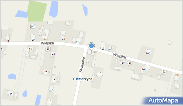 Ciecierzyce, Śliwkowa, 7, mapa Ciecierzyce