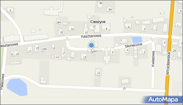 Cieszyce, Słoneczna, 13, mapa Cieszyce