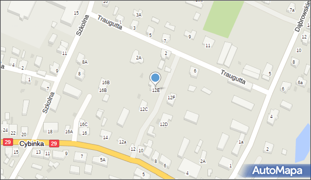 Cybinka, Słubicka, 12E, mapa Cybinka