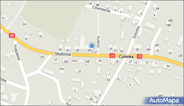 Cybinka, Słubicka, 50, mapa Cybinka