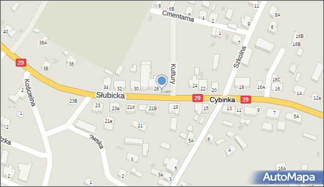 Cybinka, Słubicka, 50, mapa Cybinka