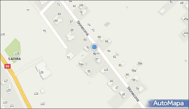 Czajowice, Słoneczna, 59, mapa Czajowice