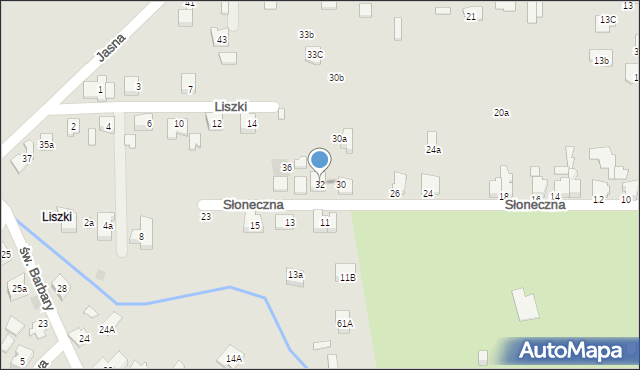 Czechowice-Dziedzice, Słoneczna, 32, mapa Czechowic-Dziedzic