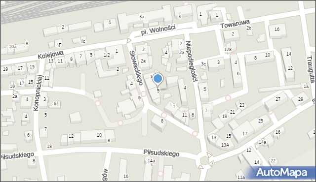 Czechowice-Dziedzice, Słowackiego Juliusza, 5, mapa Czechowic-Dziedzic