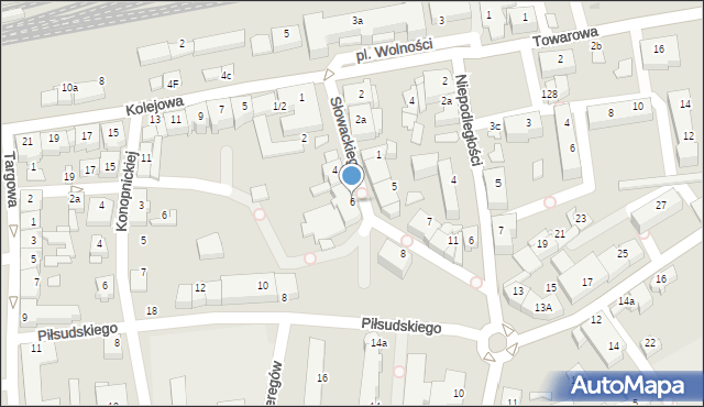 Czechowice-Dziedzice, Słowackiego Juliusza, 6, mapa Czechowic-Dziedzic