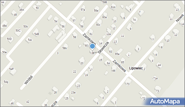 Czechowice-Dziedzice, Słowicza, 18, mapa Czechowic-Dziedzic