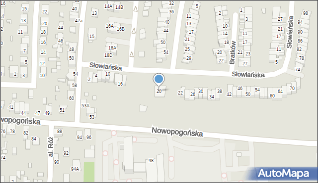 Czeladź, Słowiańska, 20, mapa Czeladź