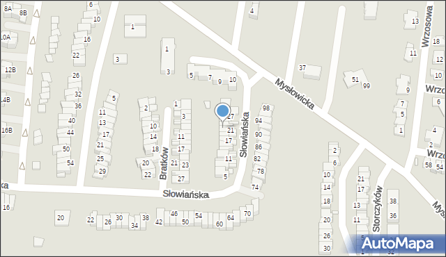 Czeladź, Słowiańska, 23, mapa Czeladź