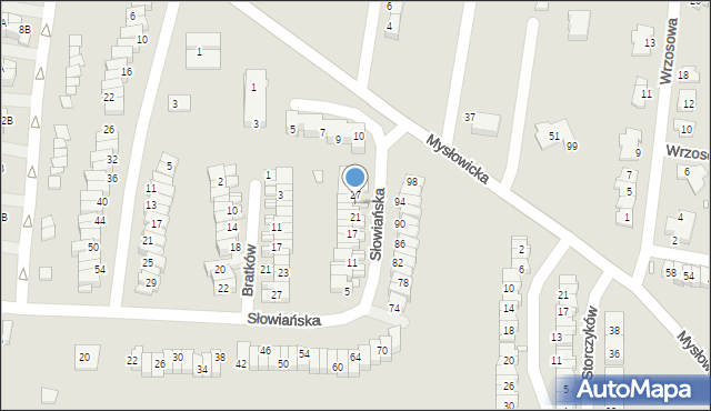 Czeladź, Słowiańska, 25, mapa Czeladź