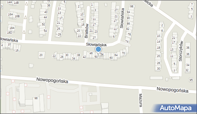 Czeladź, Słowiańska, 52, mapa Czeladź