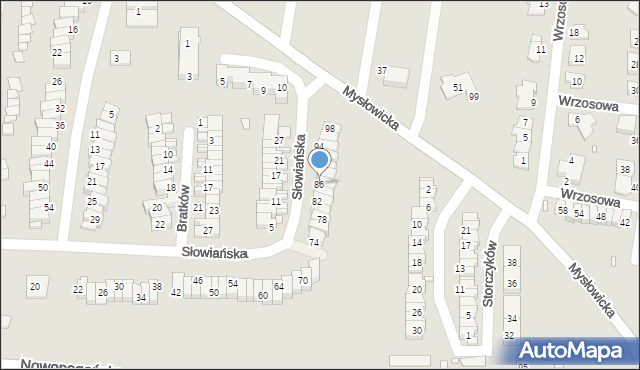 Czeladź, Słowiańska, 86, mapa Czeladź