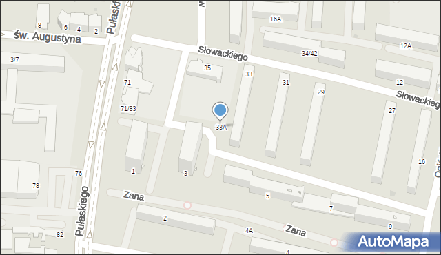 Częstochowa, Słowackiego Juliusza, 33A, mapa Częstochowy