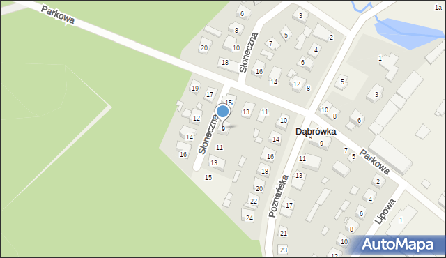 Dąbrówka, Słoneczna, 9, mapa Dąbrówka