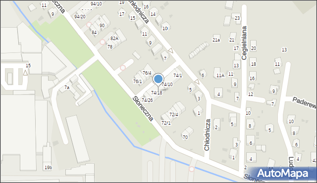 Dębica, Słoneczna, 74/17, mapa Dębicy