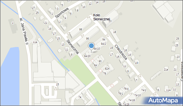 Dębica, Słoneczna, 94/16, mapa Dębicy