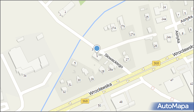 Długołęka, Słowackiego Juliusza, 1, mapa Długołęka