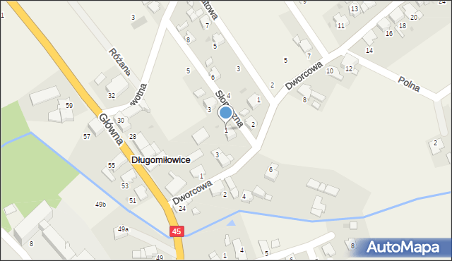 Długomiłowice, Słoneczna, 1, mapa Długomiłowice