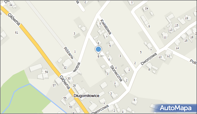 Długomiłowice, Słoneczna, 5, mapa Długomiłowice