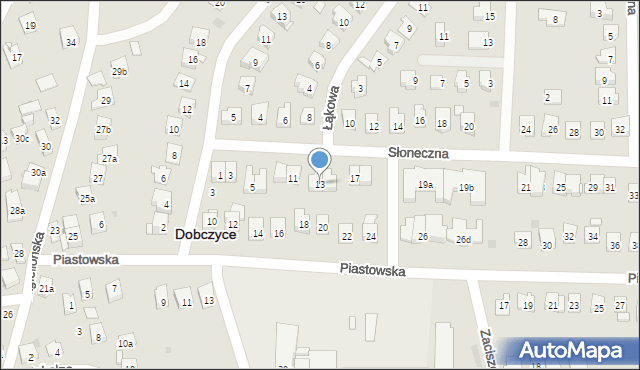 Dobczyce, Słoneczna, 13, mapa Dobczyce