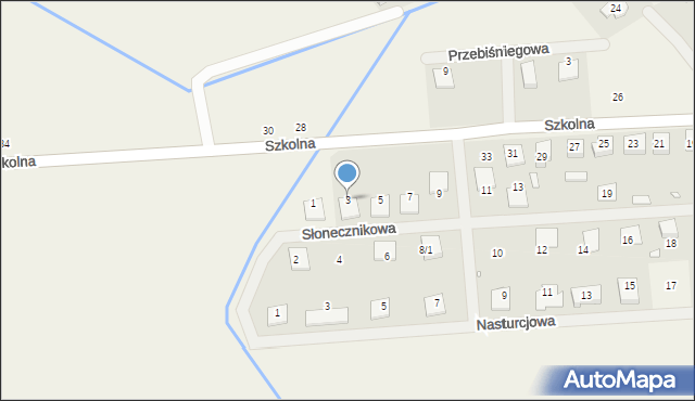 Dopiewiec, Słonecznikowa, 3, mapa Dopiewiec