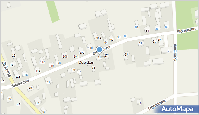 Dubidze, Słoneczna, 31, mapa Dubidze